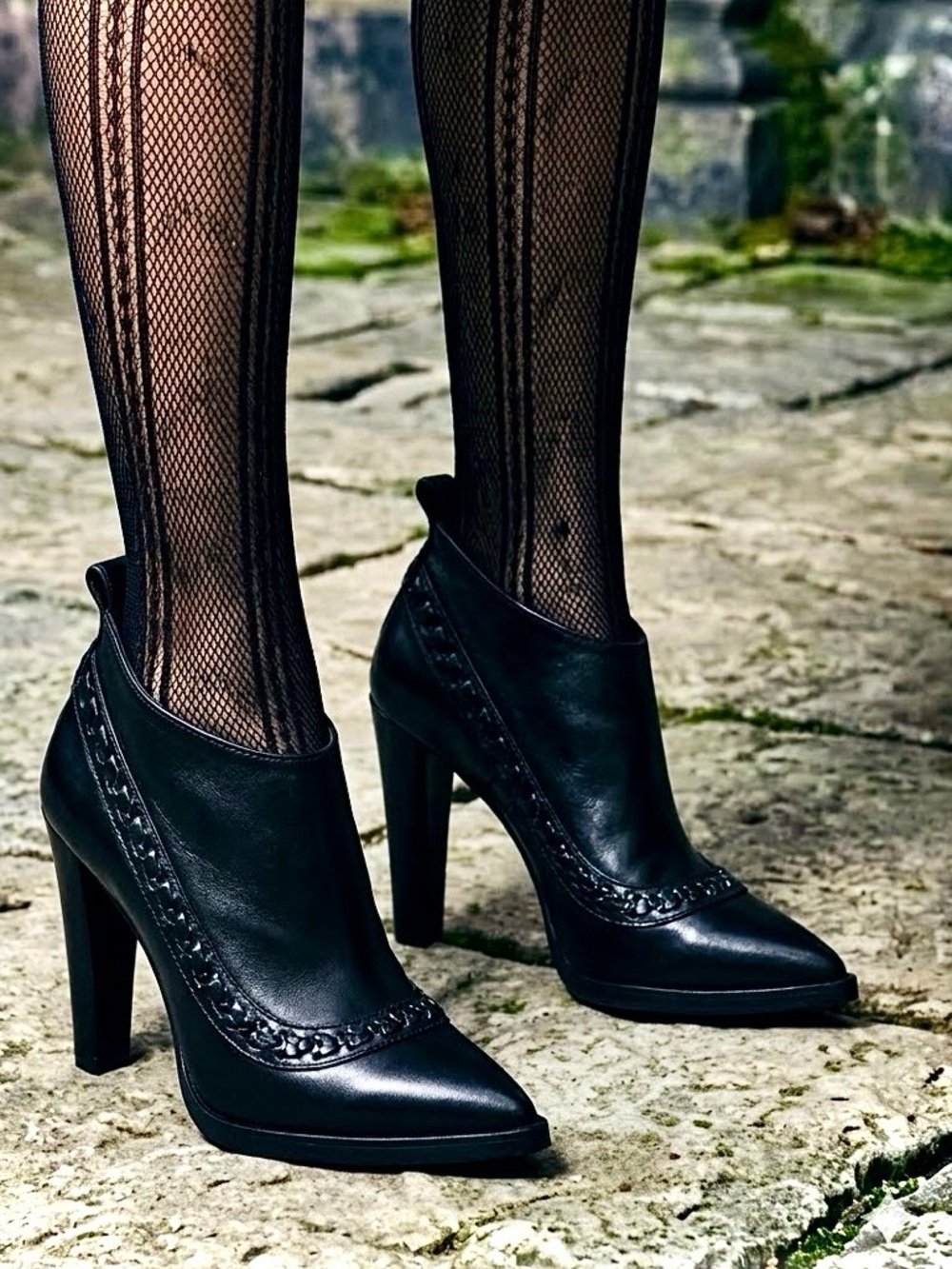 ALEXANDER WANG Auguste Platform Stiletto Leather Booties Black 8 MSRP $600